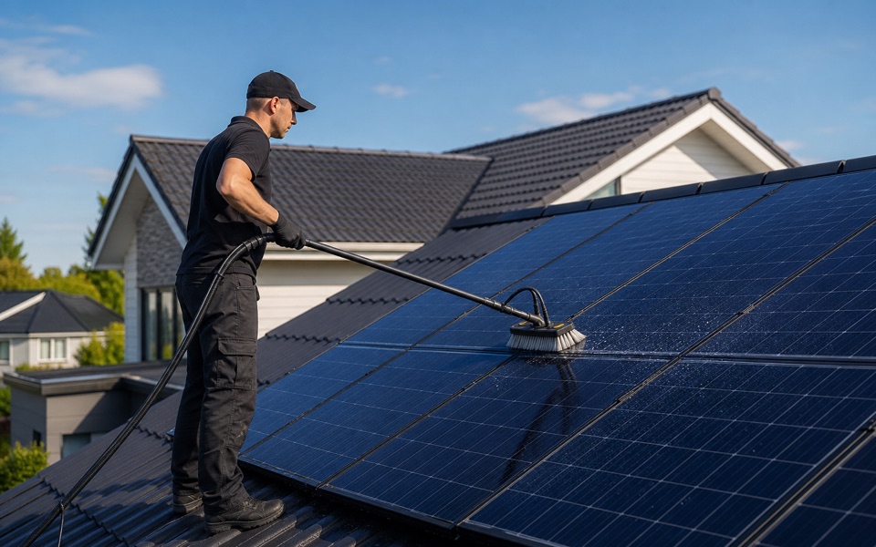 Solar panel cleaning service example
